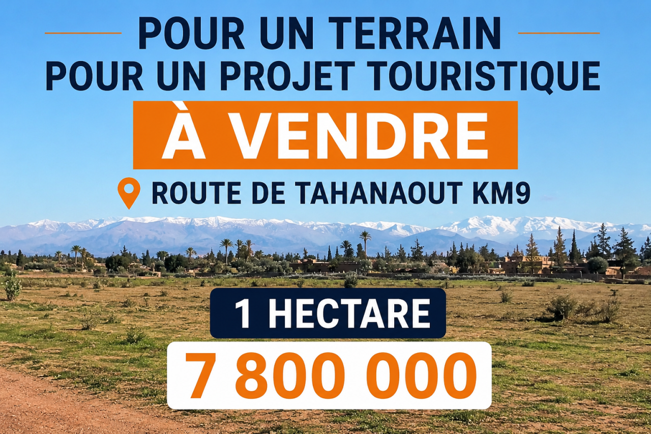 Terrain de 1 hectare à vendre Route de Tahanaout